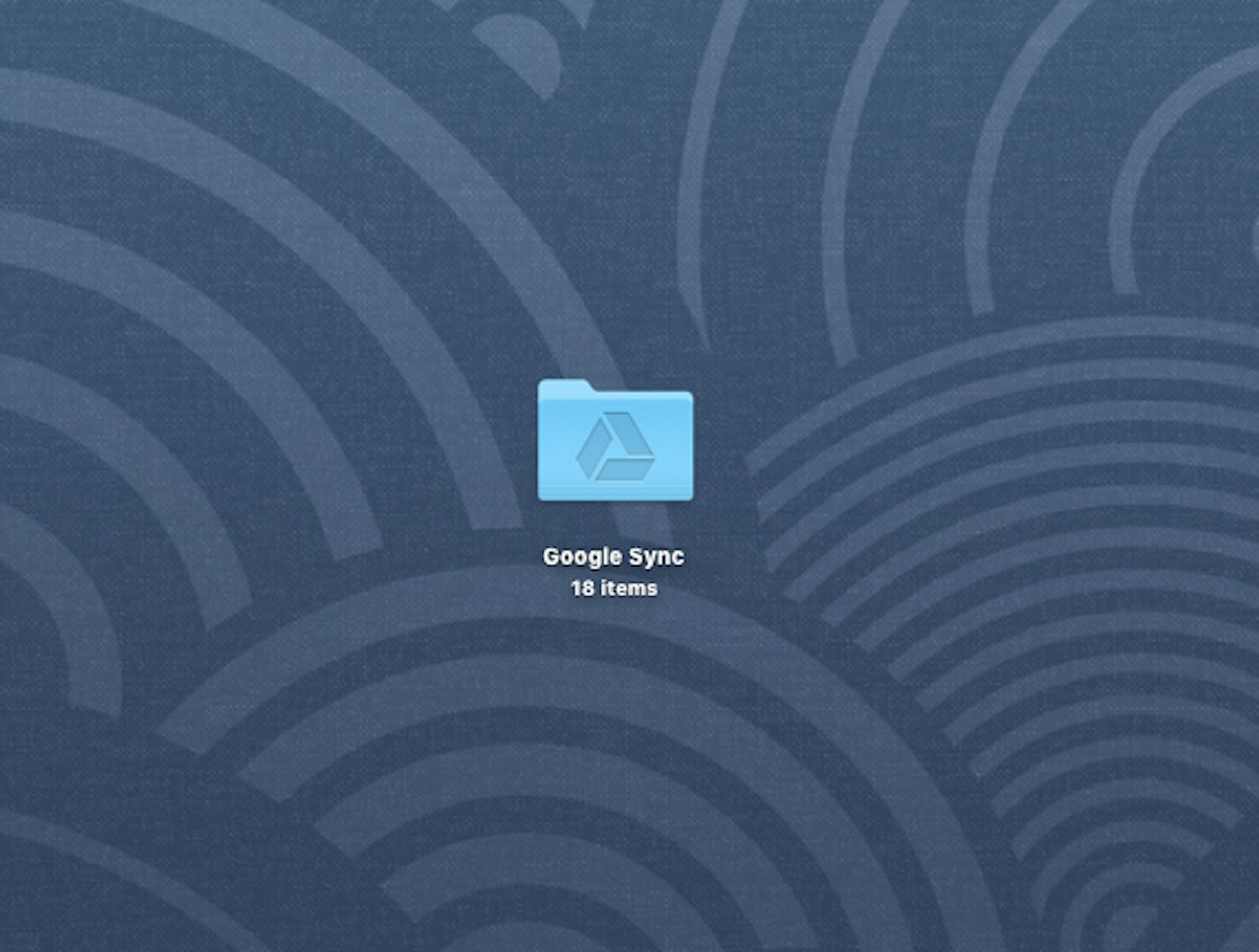 Skjermbilde av Google Sync mappe på skrivebord på en Mac